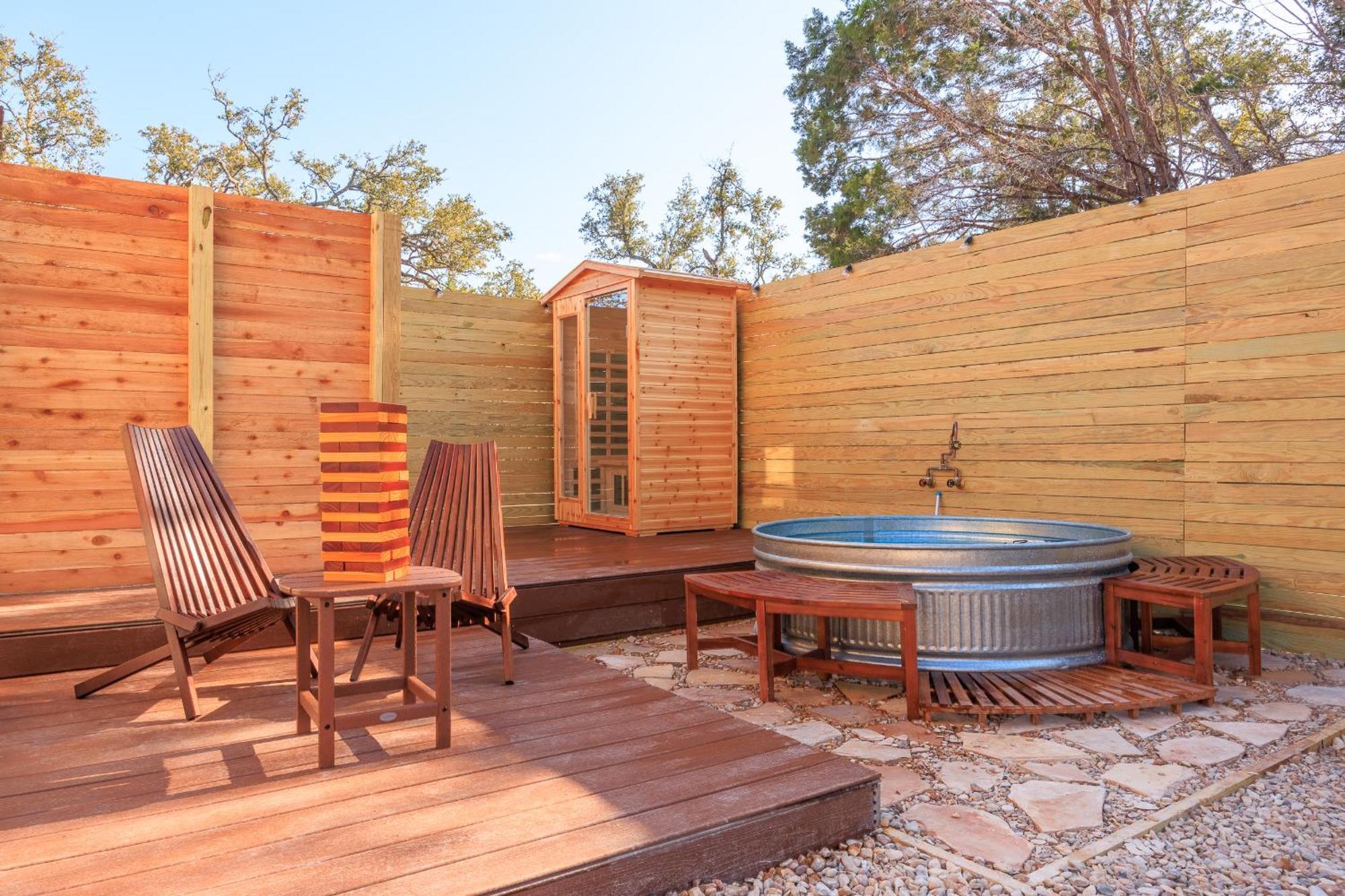 Romantic Luxury Retreat Hot Cold Pool & Sauna Wimberley Kültér fotó